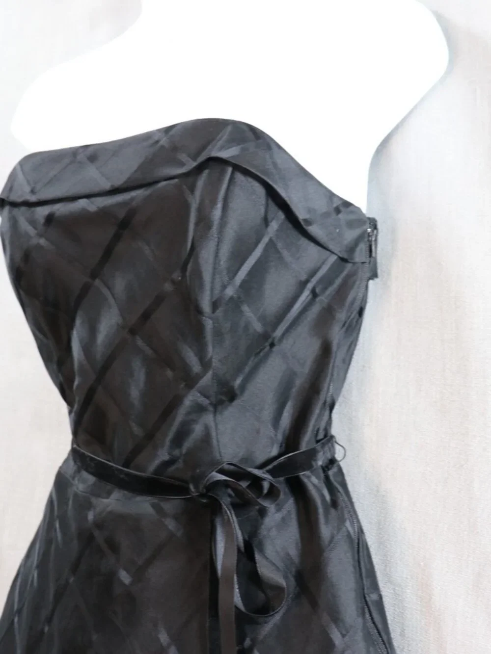 VTG Express Silk Cocktail Dress 7/8* 5/6 50s Style Strapless Black Goth Fairy - Picture 3 of 14
